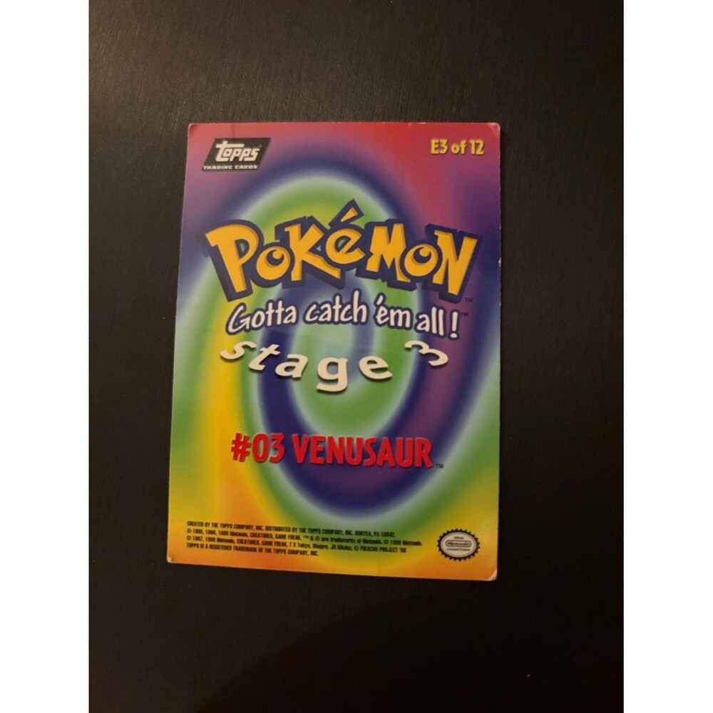Topps | Games | Topps Pokmon Venusaur 3 Card 999 Series 1 Colorful ...